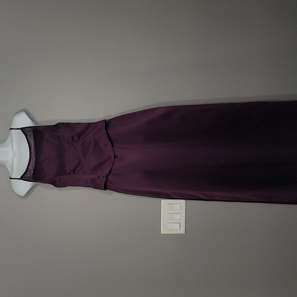 Plum Satin Spaghetti Strap Formal Dress, Size 14 - Picture 1 of 12